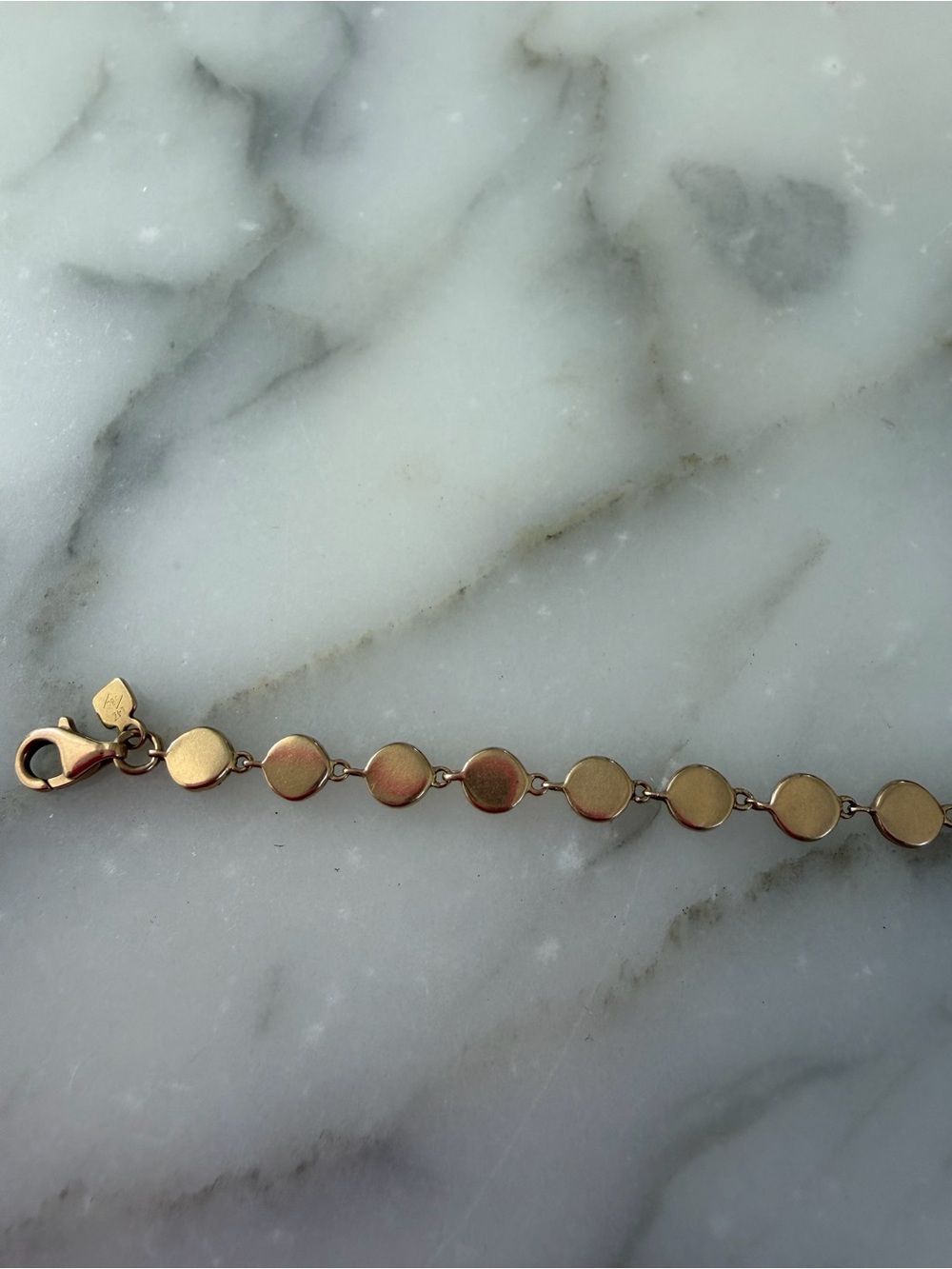 14k Gold and natural diamond disc bracelet. - Picture 7 of 7